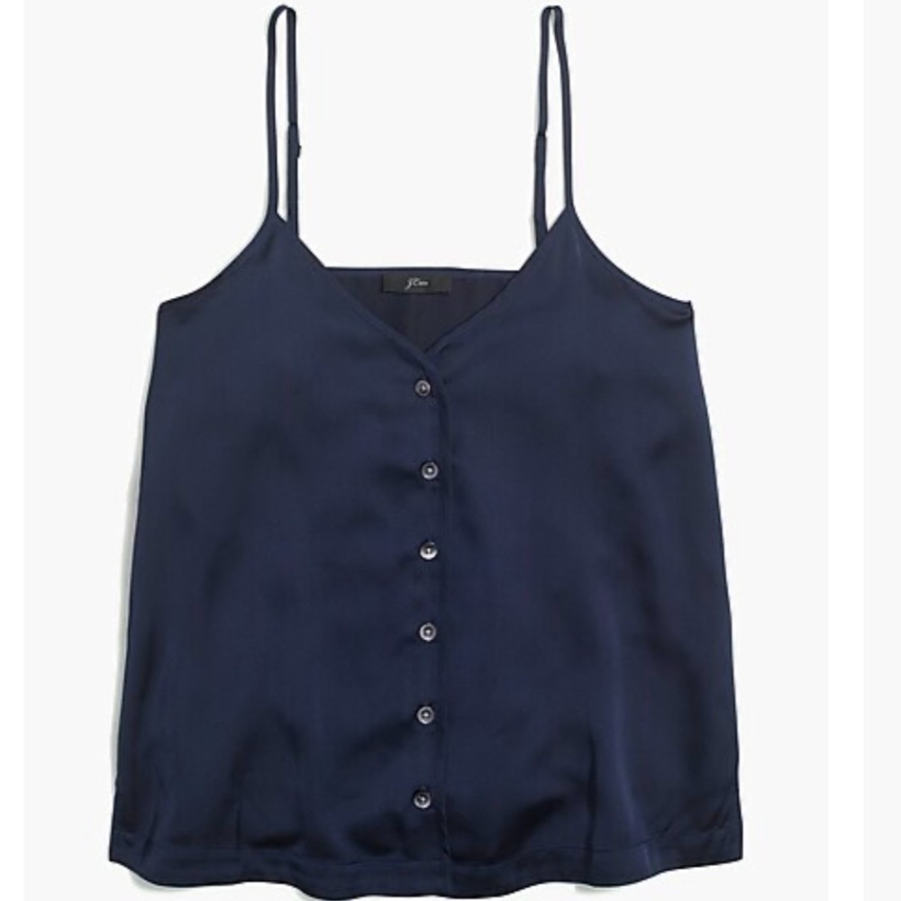 J. Crew Navy Satin Looking Cami with Buttons - 2X